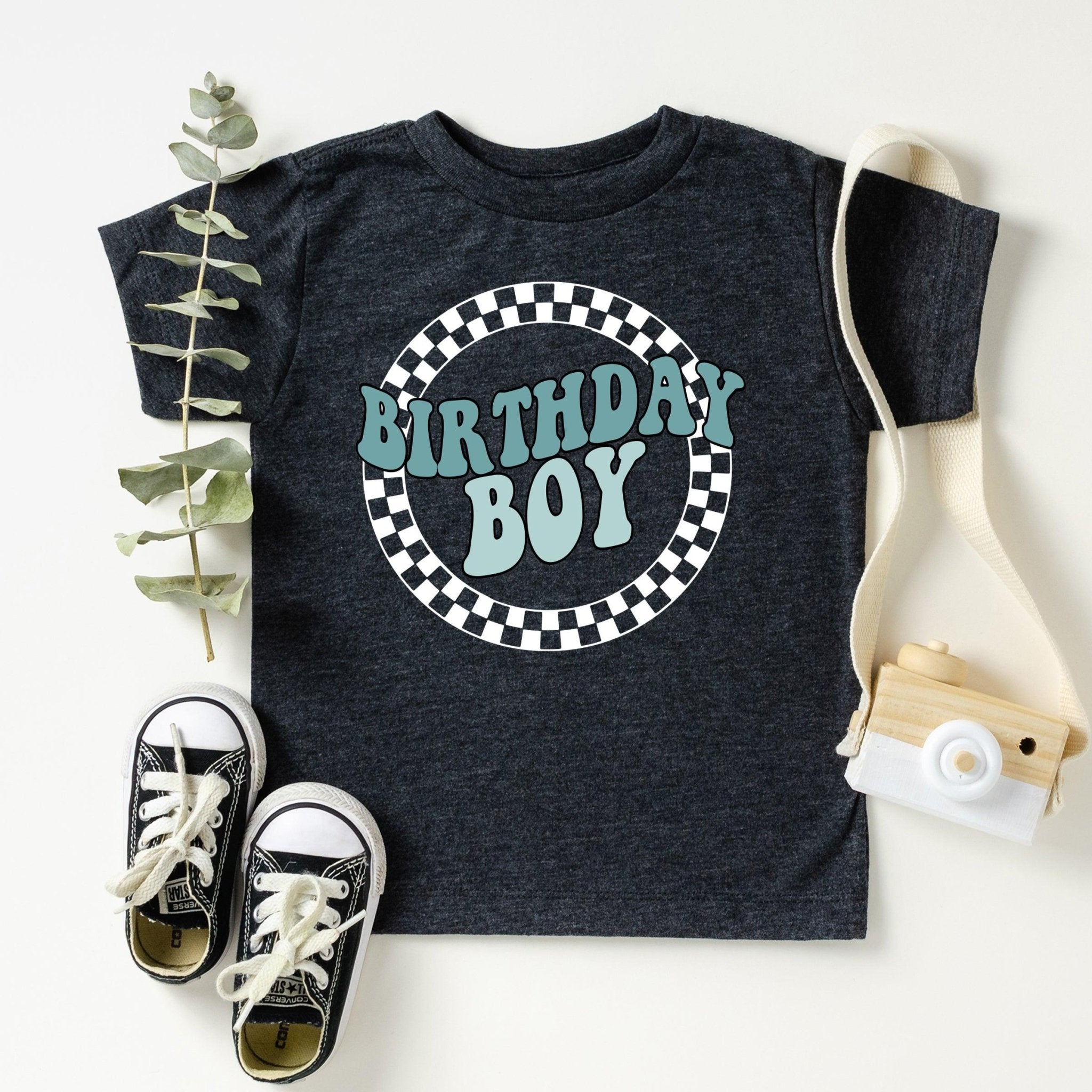 Checkerboard Birthday Boy Shirt, Race Birthday Boy Shirt, Toddler Birthday Tee - Nesta Tees