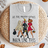 All The Pretty Ghouls Walk Like This Girls Skeleton Shirt