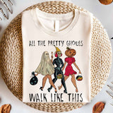 All The Pretty Ghouls Walk Like This Girls Skeleton Shirt