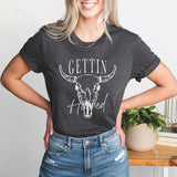 Getting Hitched Getting Rowdy Shirt, Cow Skull Shirt, Western Bachelorette Party Shirt