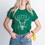 Getting Hitched Getting Rowdy Shirt, Cow Skull Shirt, Western Bachelorette Party Shirt