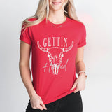 Getting Hitched Getting Rowdy Shirt, Cow Skull Shirt, Western Bachelorette Party Shirt