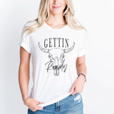 Getting Hitched Getting Rowdy Shirt, Cow Skull Shirt, Western Bachelorette Party Shirt