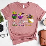Mardi Gras Drink Shirt, Mardi Gras Drinking Party Sweatshirt, Wine Mardi Gras Beads Shirt