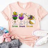 Mardi Gras Drink Shirt, Mardi Gras Drinking Party Sweatshirt, Wine Mardi Gras Beads Shirt