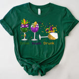Mardi Gras Drink Shirt, Mardi Gras Drinking Party Sweatshirt, Wine Mardi Gras Beads Shirt