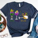 Mardi Gras Drink Shirt, Mardi Gras Drinking Party Sweatshirt, Wine Mardi Gras Beads Shirt