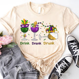 Mardi Gras Drink Shirt, Mardi Gras Drinking Party Sweatshirt, Wine Mardi Gras Beads Shirt
