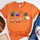 Mardi Gras Drink Shirt, Mardi Gras Drinking Party Sweatshirt, Wine Mardi Gras Beads Shirt