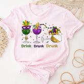 Mardi Gras Drink Shirt, Mardi Gras Drinking Party Sweatshirt, Wine Mardi Gras Beads Shirt
