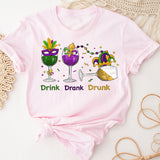Mardi Gras Drink Shirt, Mardi Gras Drinking Party Sweatshirt, Wine Mardi Gras Beads Shirt