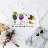 Mardi Gras Drink Shirt, Mardi Gras Drinking Party Sweatshirt, Wine Mardi Gras Beads Shirt