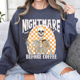 Nightmare Before Coffee Shirt, Skeleton Halloween Shirt