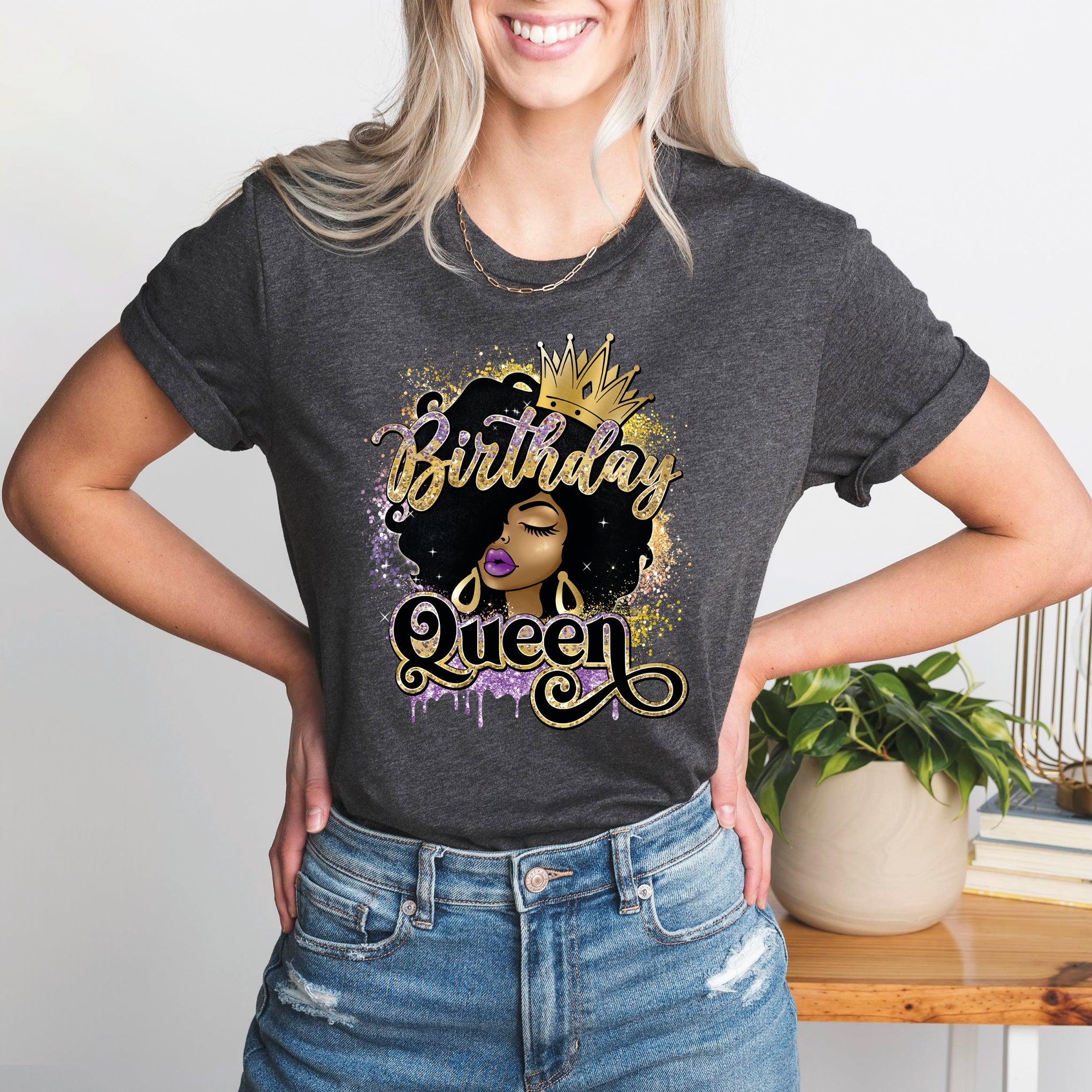 Birthday Queen T-Shirt, Afro Queen Shirt, African Girl Birthday Tee, Birthday Diva Shirt - Nesta Tees