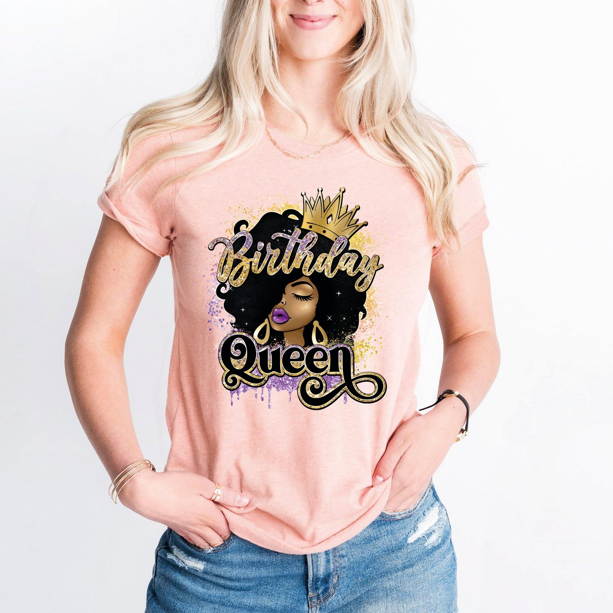 Birthday Queen T-Shirt, Afro Queen Shirt, African Girl Birthday Tee, Birthday Diva Shirt - Nesta Tees