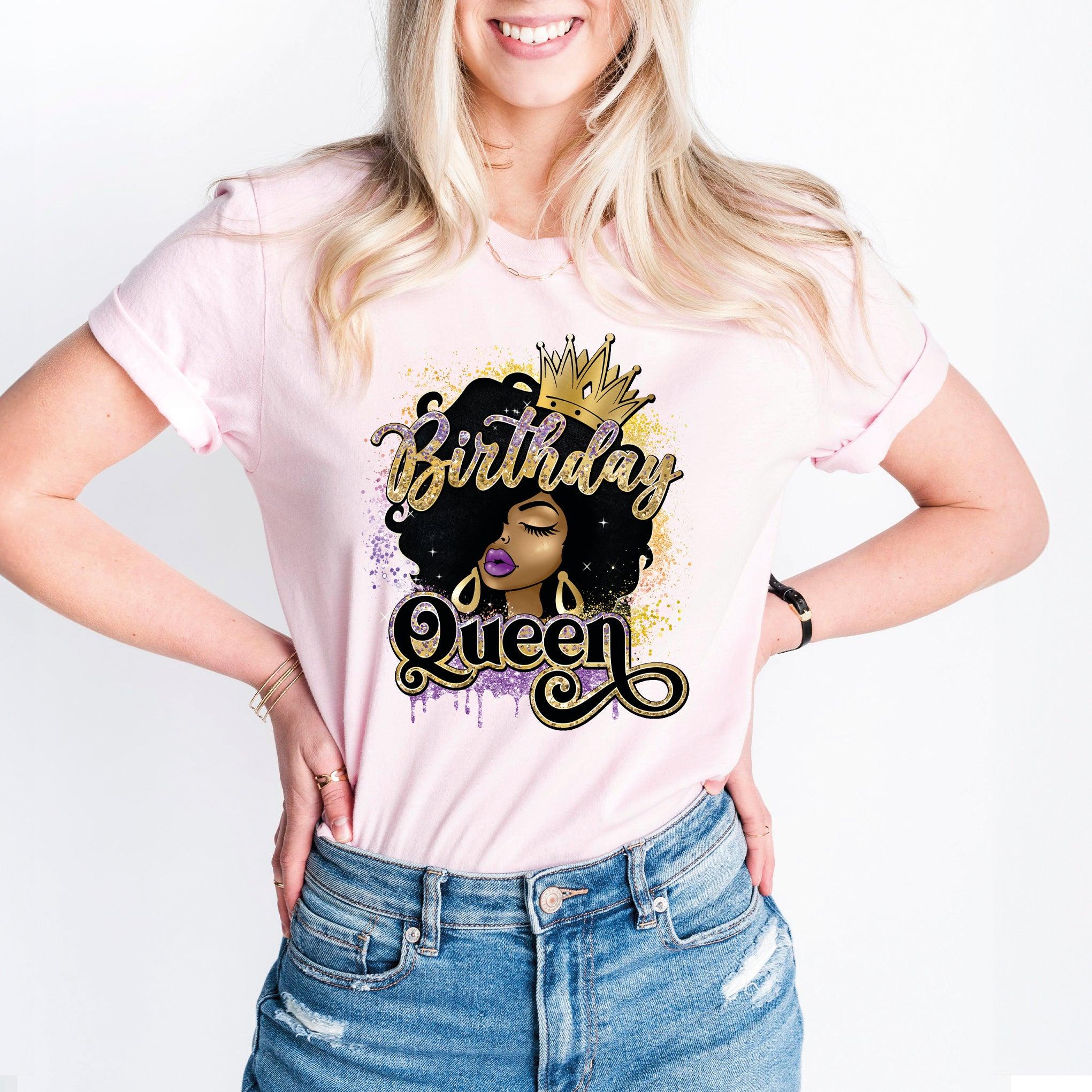 Birthday Queen T-Shirt, Afro Queen Shirt, African Girl Birthday Tee, Birthday Diva Shirt - Nesta Tees