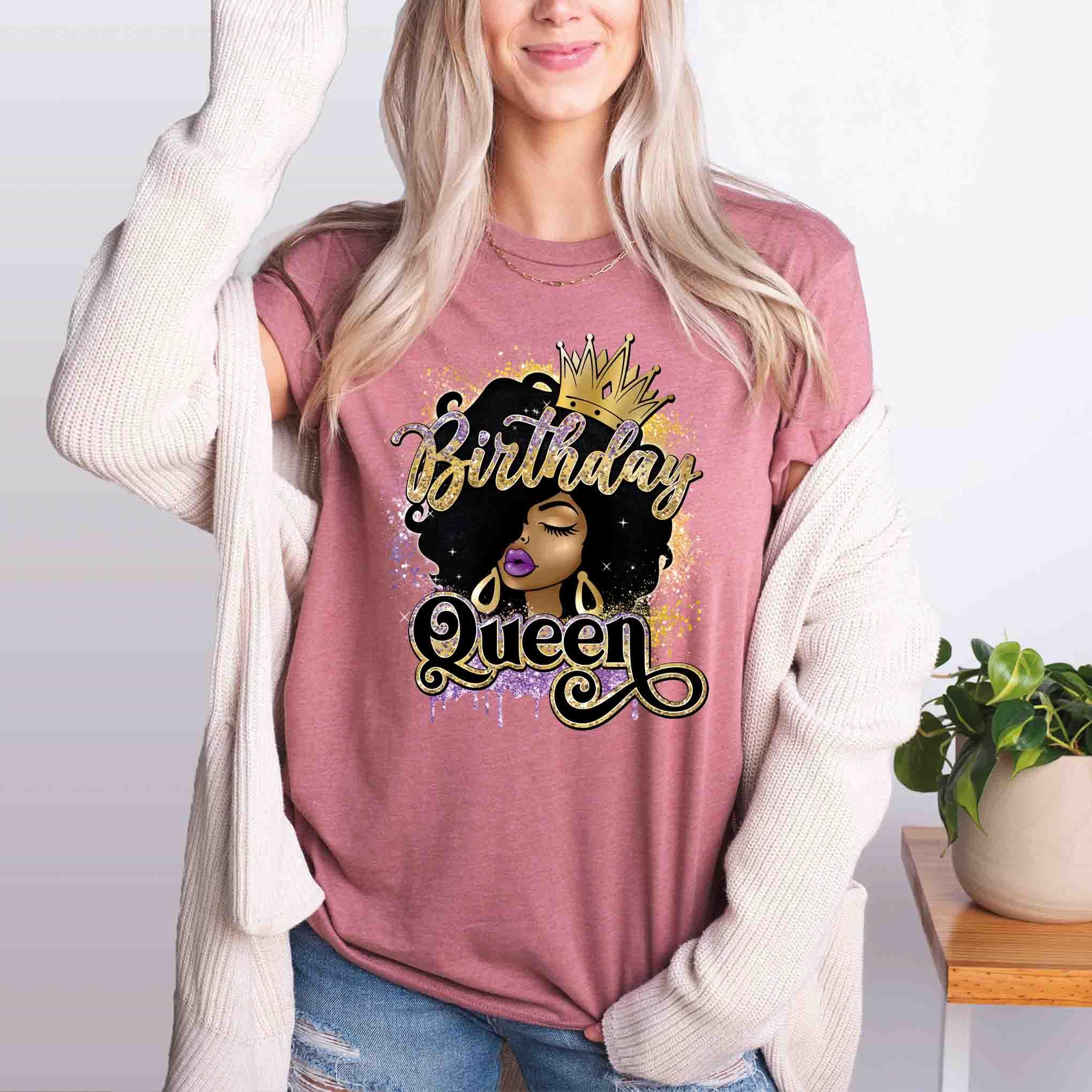 Birthday Queen T-Shirt, Afro Queen Shirt, African Girl Birthday Tee, Birthday Diva Shirt - Nesta Tees