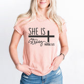 She is Strong T-Shirt, Christian Girl T-Shirt, Strong Women Shirt, Faith Shirt