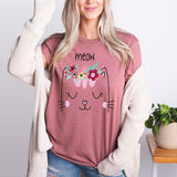 Floral Meow Cat Shirt, Kitten Mommy Tee, Cat Mama T-Shirt, Cat Lover Shirts