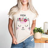 Floral Meow Cat Shirt, Kitten Mommy Tee, Cat Mama T-Shirt, Cat Lover Shirts