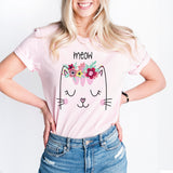 Floral Meow Cat Shirt, Kitten Mommy Tee, Cat Mama T-Shirt, Cat Lover Shirts