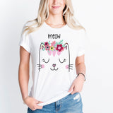 Floral Meow Cat Shirt, Kitten Mommy Tee, Cat Mama T-Shirt, Cat Lover Shirts