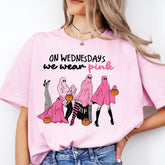 On Wednesdays We Wear Pink Shirt, Halloween Breast Cancer Awareness Shirt