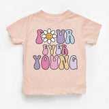 Four Ever Young T-Shirt, 4th Birthday Shirt, 4 Years Old Tee, Kids Birthday Party Shirt