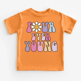 Four Ever Young T-Shirt, 4th Birthday Shirt, 4 Years Old Tee, Kids Birthday Party Shirt