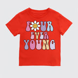 Four Ever Young T-Shirt, 4th Birthday Shirt, 4 Years Old Tee, Kids Birthday Party Shirt