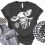 Cow With Flowers Shirt, Cow Head Shirt, Farm Life Shirt
