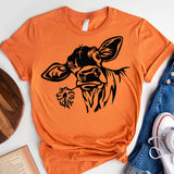 Cow With Flowers Shirt, Cow Head Shirt, Farm Life Shirt