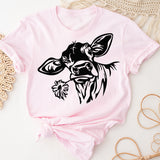 Cow With Flowers Shirt, Cow Head Shirt, Farm Life Shirt