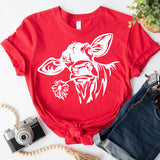 Cow With Flowers Shirt, Cow Head Shirt, Farm Life Shirt