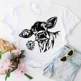 Cow With Flowers Shirt, Cow Head Shirt, Farm Life Shirt