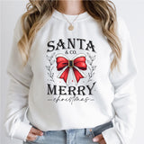 Santa Merry Shirt, Retro Christmas Santa University T-Shirt, Christmas Bow Shirt