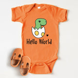 Hello World Bodysuit, Baby Dinosaur Onesie, Dino Baby Shirt, Newborn Baby Dino Tees