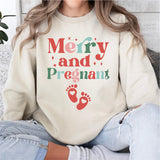 Merry and Pregnant T-Shirt, Pregnancy Announcement Shirt, Pregnant Christmas Tee