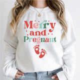 Merry and Pregnant T-Shirt, Pregnancy Announcement Shirt, Pregnant Christmas Tee