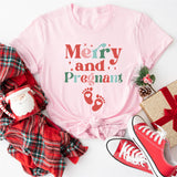 Merry and Pregnant T-Shirt, Pregnancy Announcement Shirt, Pregnant Christmas Tee