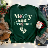 Merry and Pregnant T-Shirt, Pregnancy Announcement Shirt, Pregnant Christmas Tee