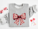 Valentine Day Heart Coquette Bow Shirt, Retro Valentine Day Bow Sweatshirt, Heart Bow Shirt