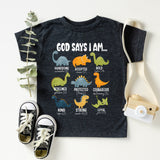 God says I am Dinosaur Shirt, Kids Religious Tee
