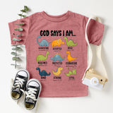 God says I am Dinosaur Shirt, Kids Religious Tee
