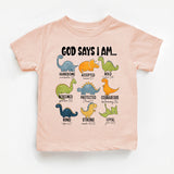 God says I am Dinosaur Shirt, Kids Religious Tee