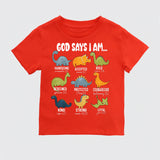 God says I am Dinosaur Shirt, Kids Religious Tee