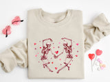 Skeleton Love Sweatshirt, Valentines Day Gift, Skull Valentines Day Shirt, Heart Shirt