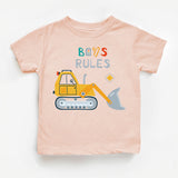 Boy Rules Toddler Shirt, Tractor Baby Bodysuit