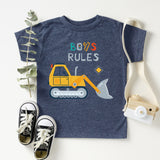 Boy Rules Toddler Shirt, Tractor Baby Bodysuit