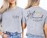Custom Just Married T-Shirt, Wifey And Hubby Shirt, Wedding Party Tee